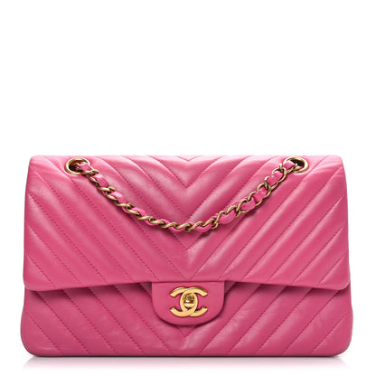 Chanel Lambskin Chevron Quilted Medium Double Flap Pink 1 of 9