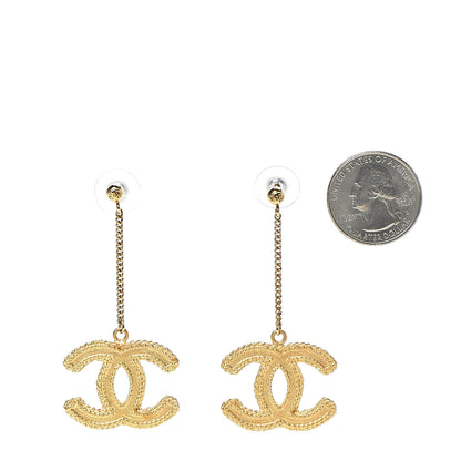 Chanel CC Drop Earrings Matte Gold 2 of 5