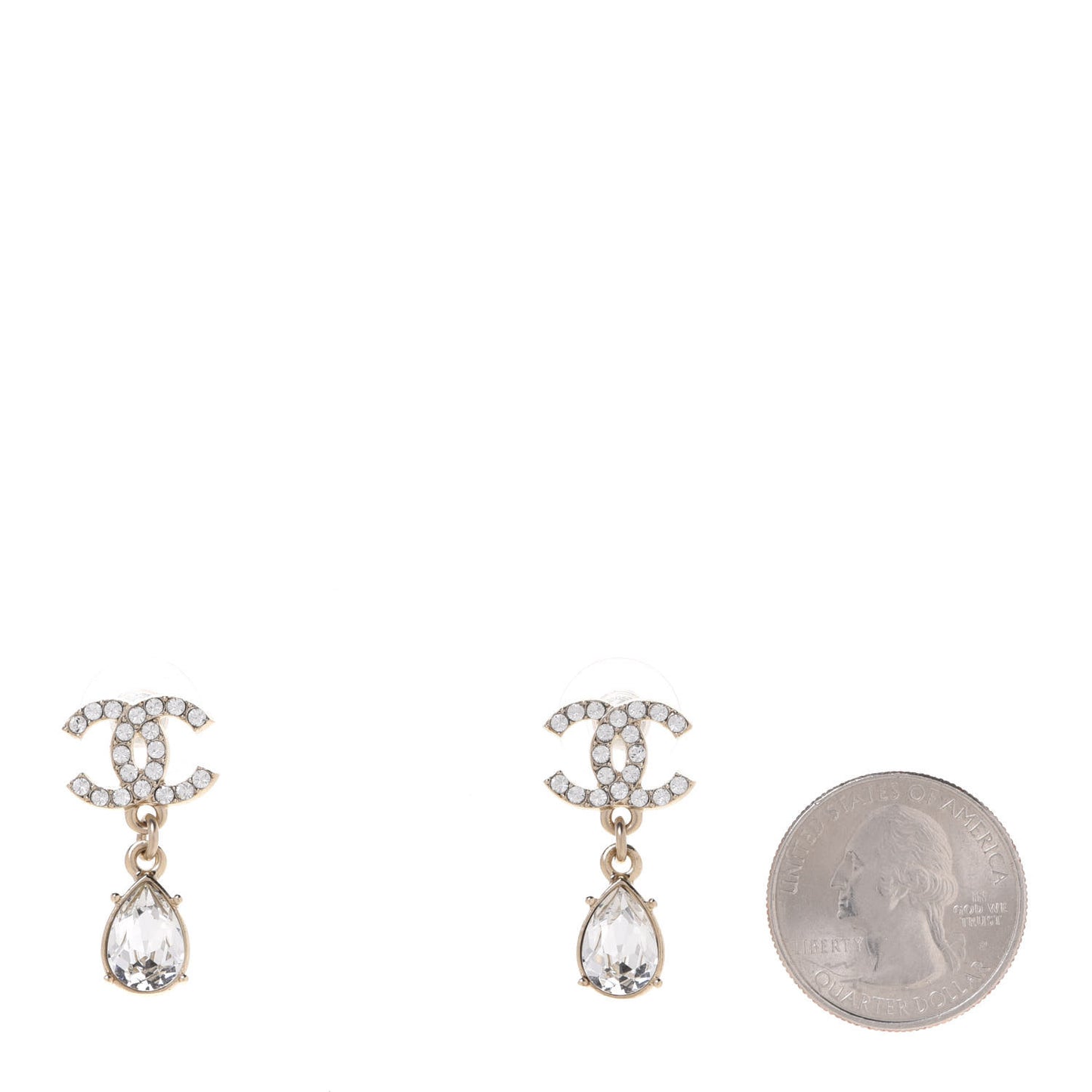 Crystal CC Tear Drop Earrings Gold