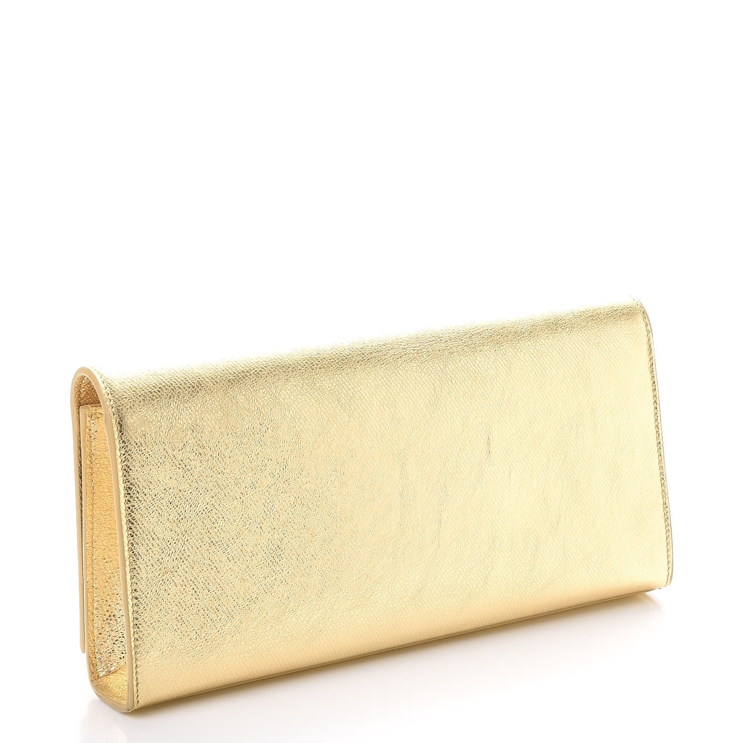 Saint Laurent Metallic Textured Calfskin Classic Monogram Tassel Clutch Gold 3 of 9