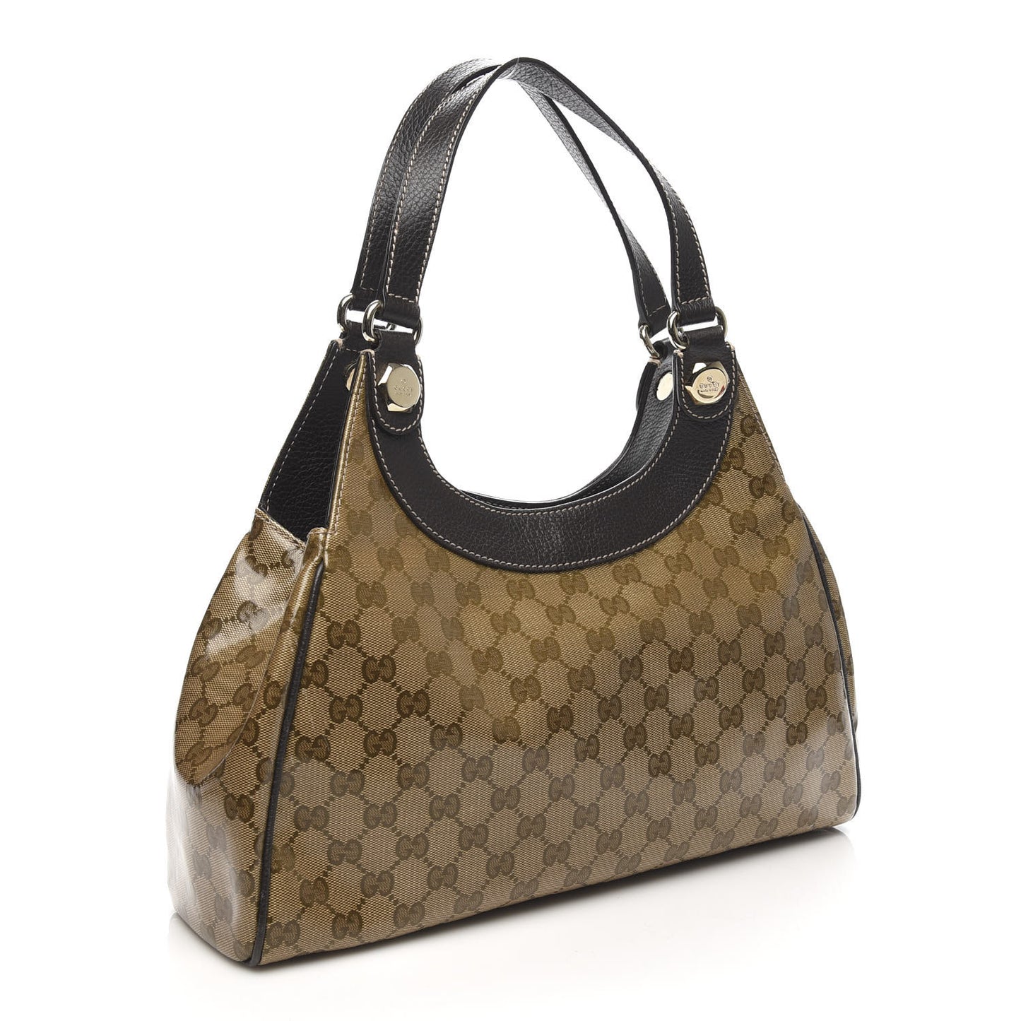 Crystal Monogram Medium Charmy Shoulder Bag Dark Brown