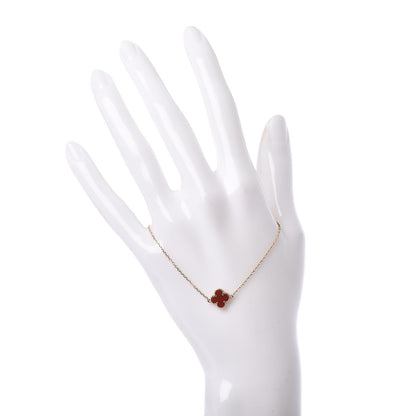 Van Cleef & Arpels 18K Rose Gold Carnelian Sweet Alhambra Bracelet 2 of 7