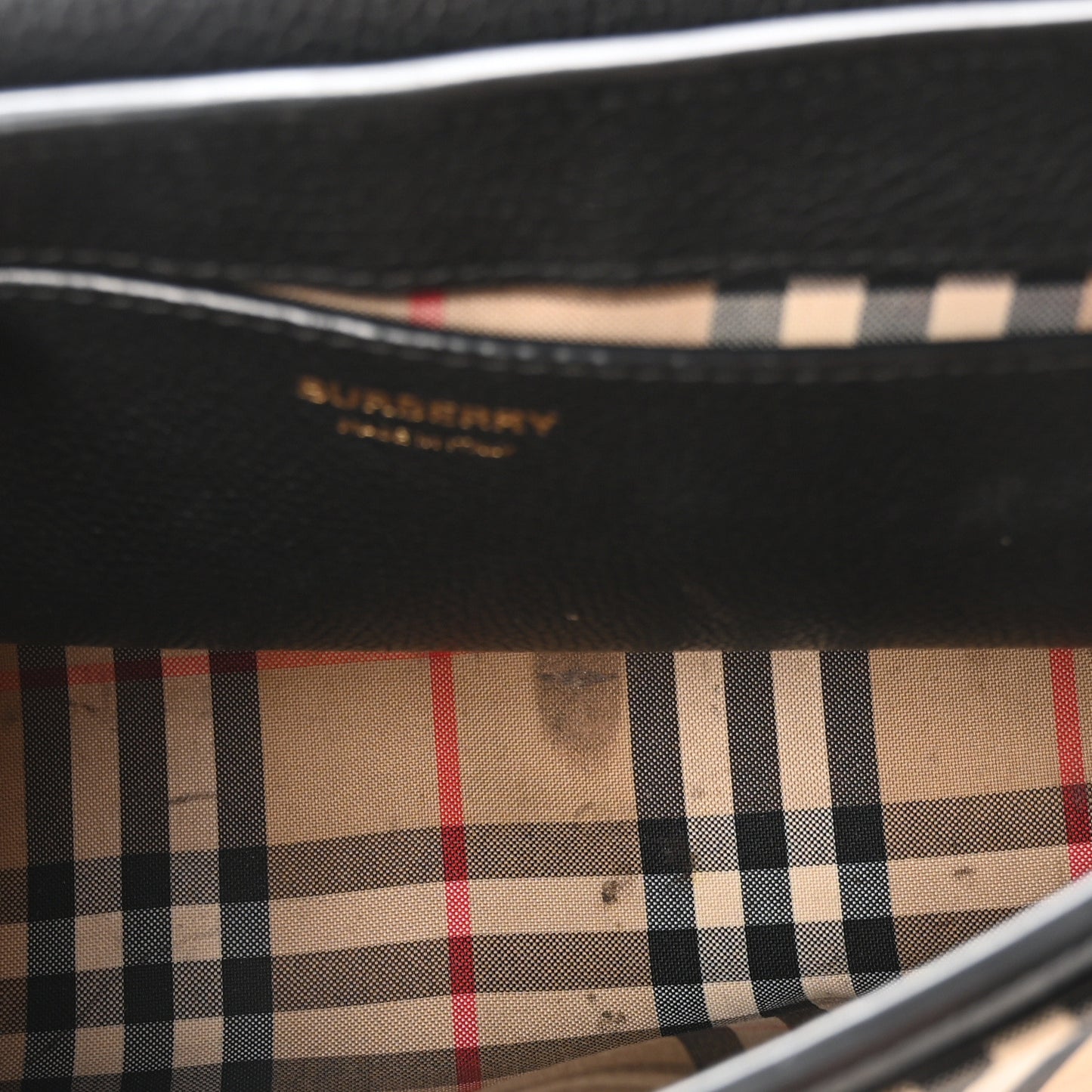 Coated Canvas Calfskin Vintage Check Medium Note Crossbody Bag Black