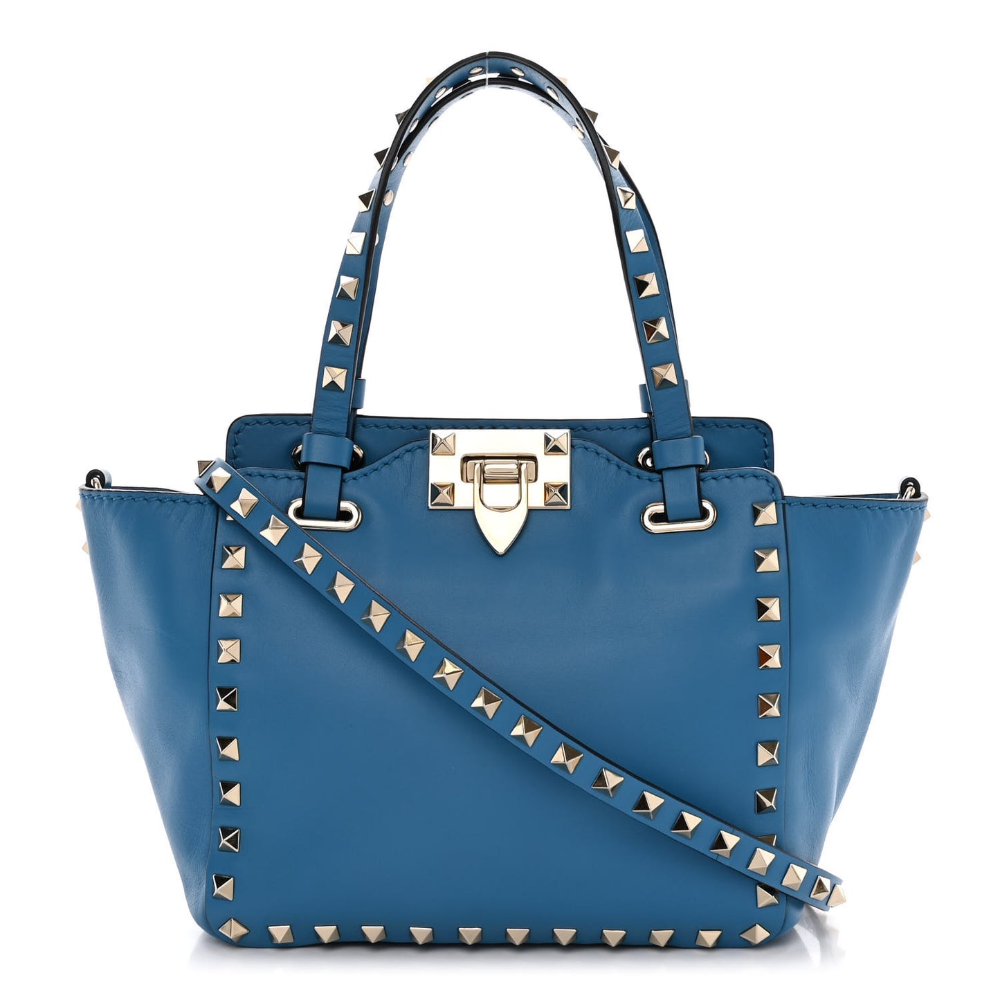 Vitello Mini Rockstud Tote Light Blue
