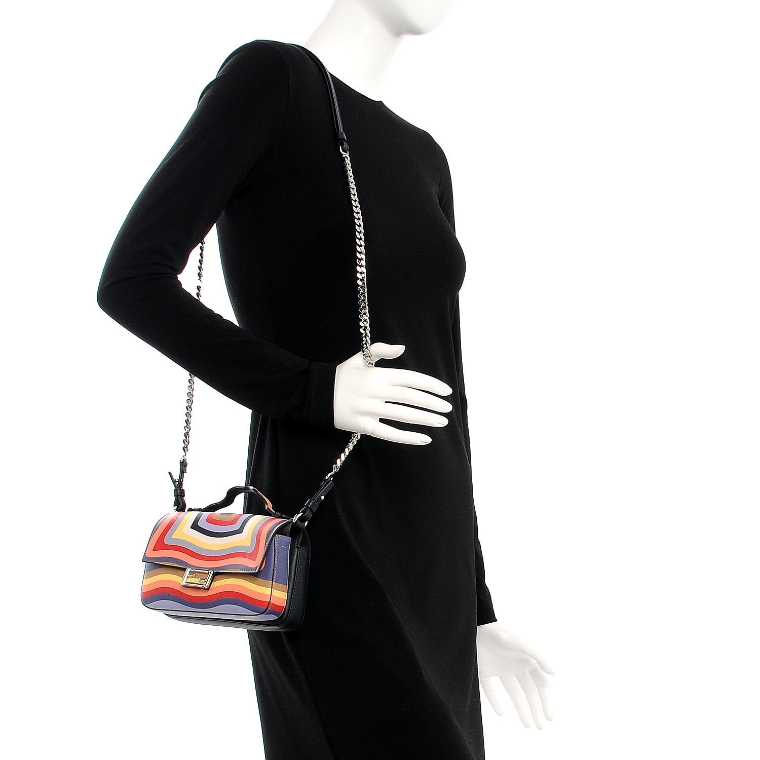 Fendi Vitello Dolce Hypnotic Micro Double Baguette Multicolor Blue Notte 2 of 10