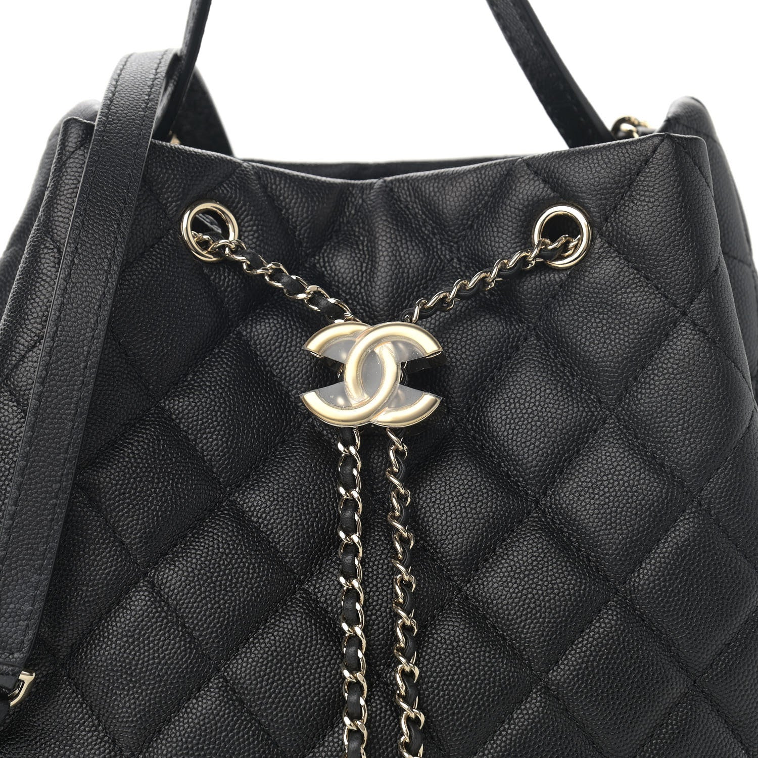 Chanel Caviar Quilted Large Rolled Up Bucket Drawstring Bag Black 8 of 10