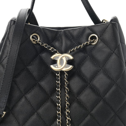 Chanel Caviar Quilted Large Rolled Up Bucket Drawstring Bag Black 8 of 10