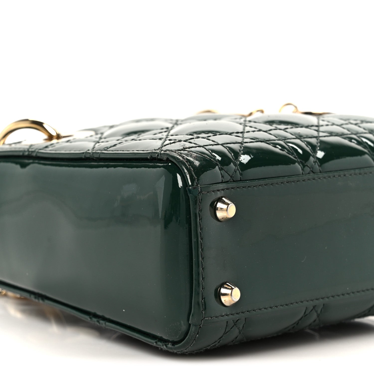 Christian Dior Patent Cannage Mini Lady Dior Pine Green 9 of 10