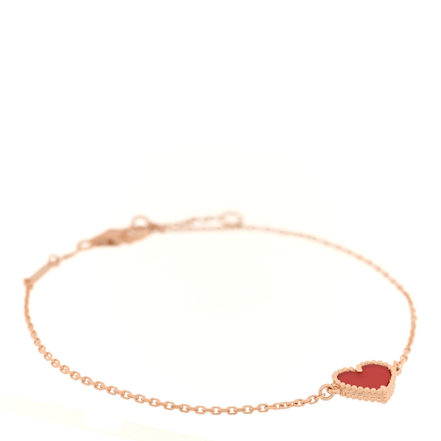 18K Rose Gold Carnelian Sweet Alhambra Heart Bracelet