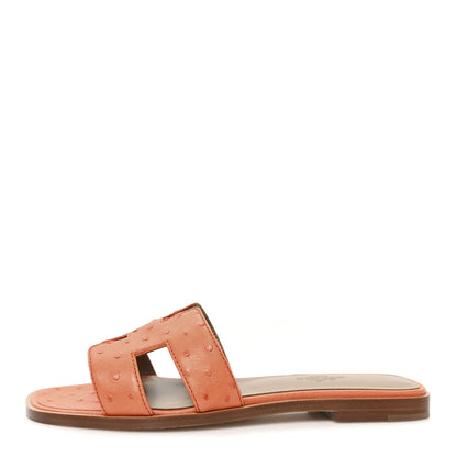 Hermes Ostrich Oran Sandals 36 Orange 1 of 10