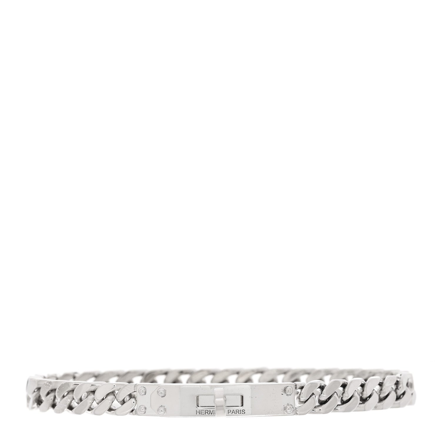 Hermes Sterling Silver TPM Kelly Gourmette Bracelet 1 of 4