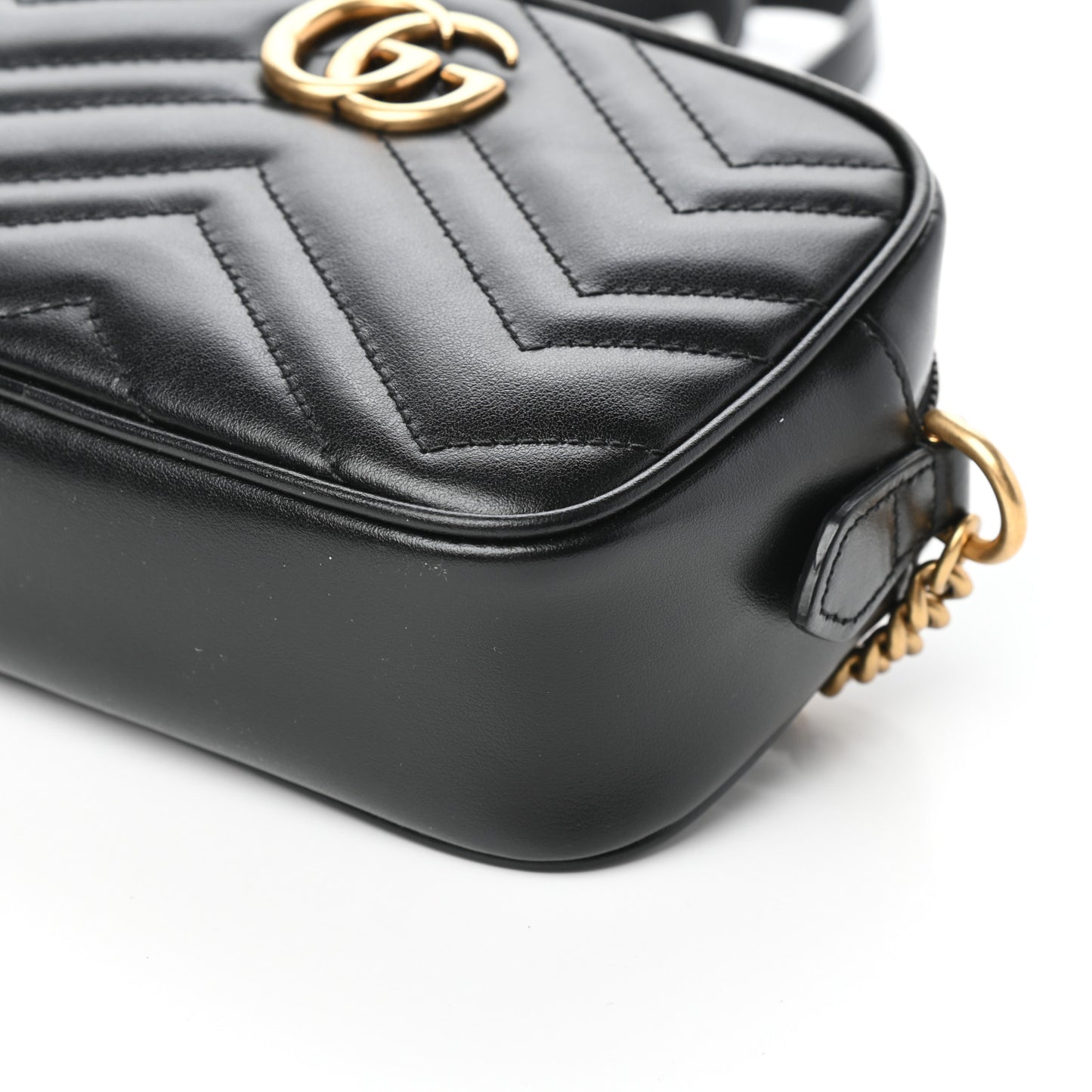 Calfskin Matelasse Mini GG Marmont Chain Shoulder Bag Black