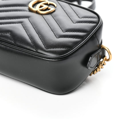 Gucci Calfskin Matelasse Mini GG Marmont Chain Shoulder Bag Black 9 of 9