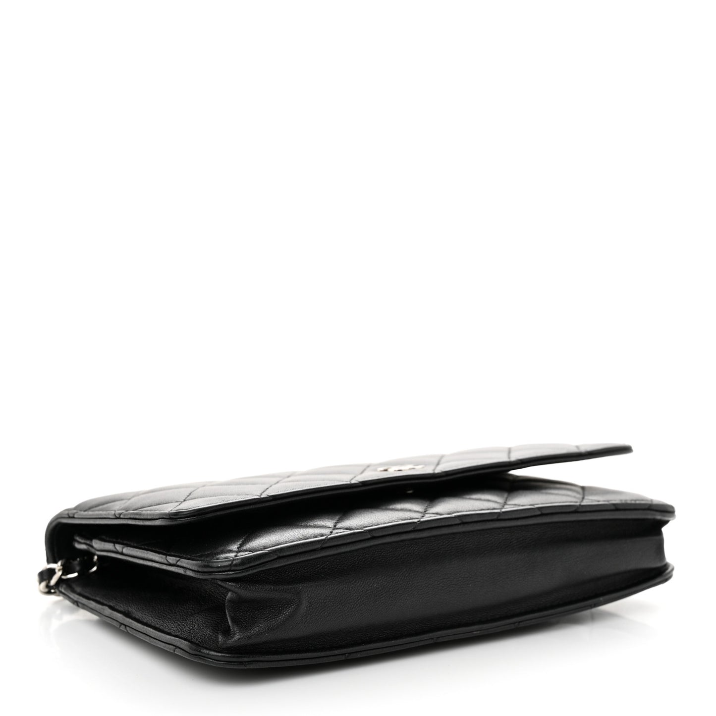 Lambskin Quilted Wallet On Chain WOC Black