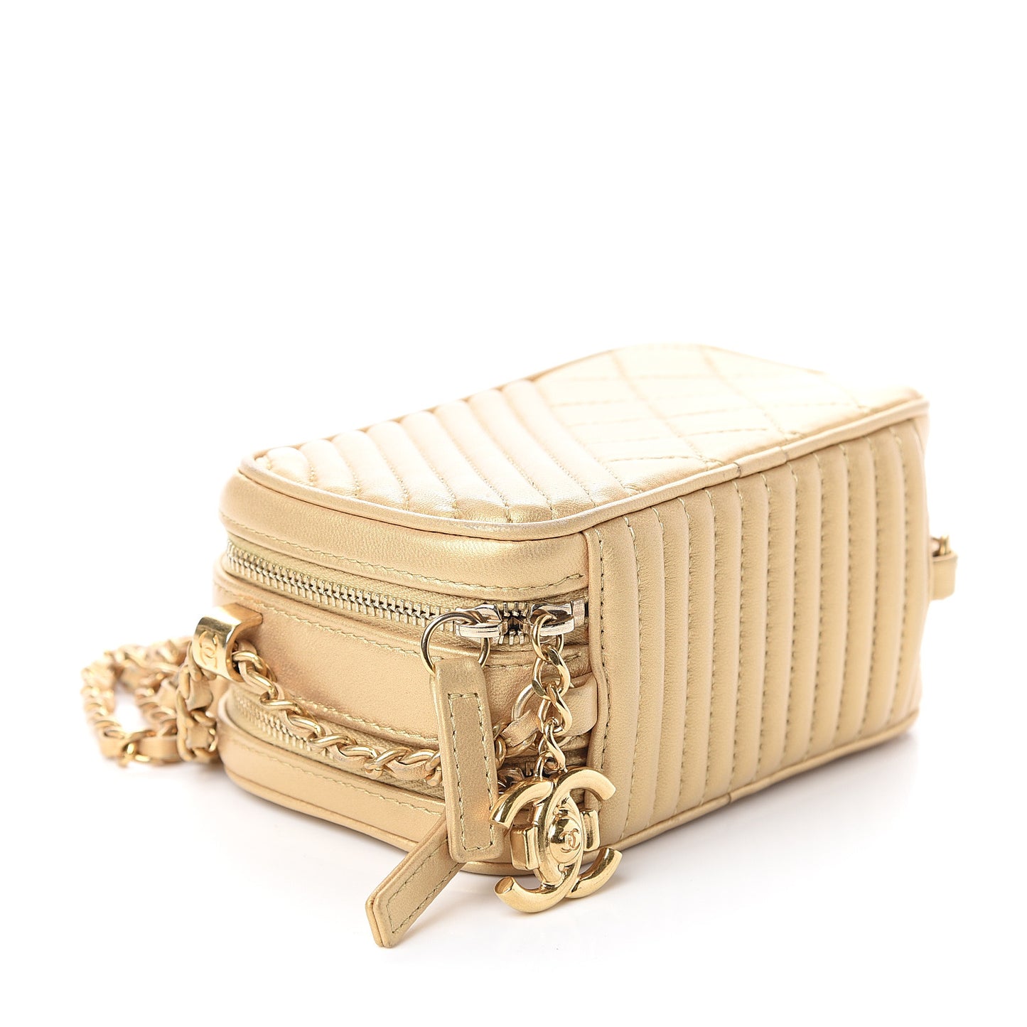 Metallic Lambskin Mini Coco Boy Camera Case Gold