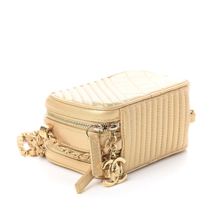 Chanel Metallic Lambskin Mini Coco Boy Camera Case Gold 3 of 7
