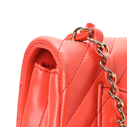Chanel Lambskin Chevron Quilted Mini Rectangular Flap Red 12 of 13