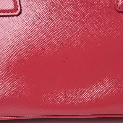 Prada Saffiano Vernice Mini Galleria Double Zip Tote Peonia 13 of 14