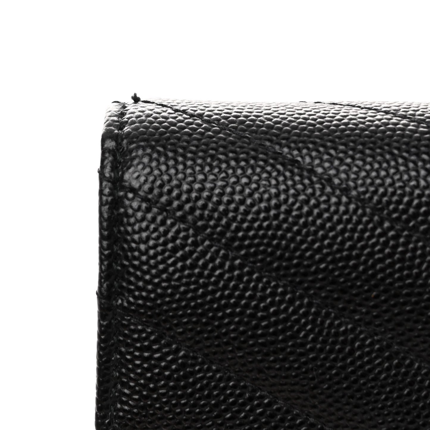 SAINT LAURENT Grain De Poudre Matelasse Chevron Monogram Monochrome Envelope Chain Wallet Black