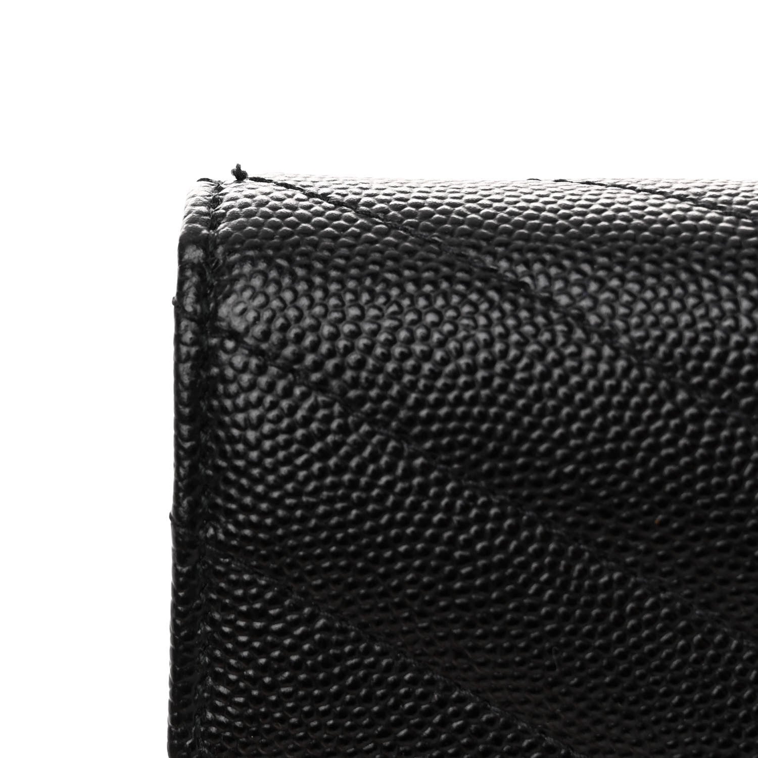 Saint Laurent SAINT LAURENT Grain De Poudre Matelasse Chevron Monogram Monochrome Envelope Chain Wallet Black 10 of 11