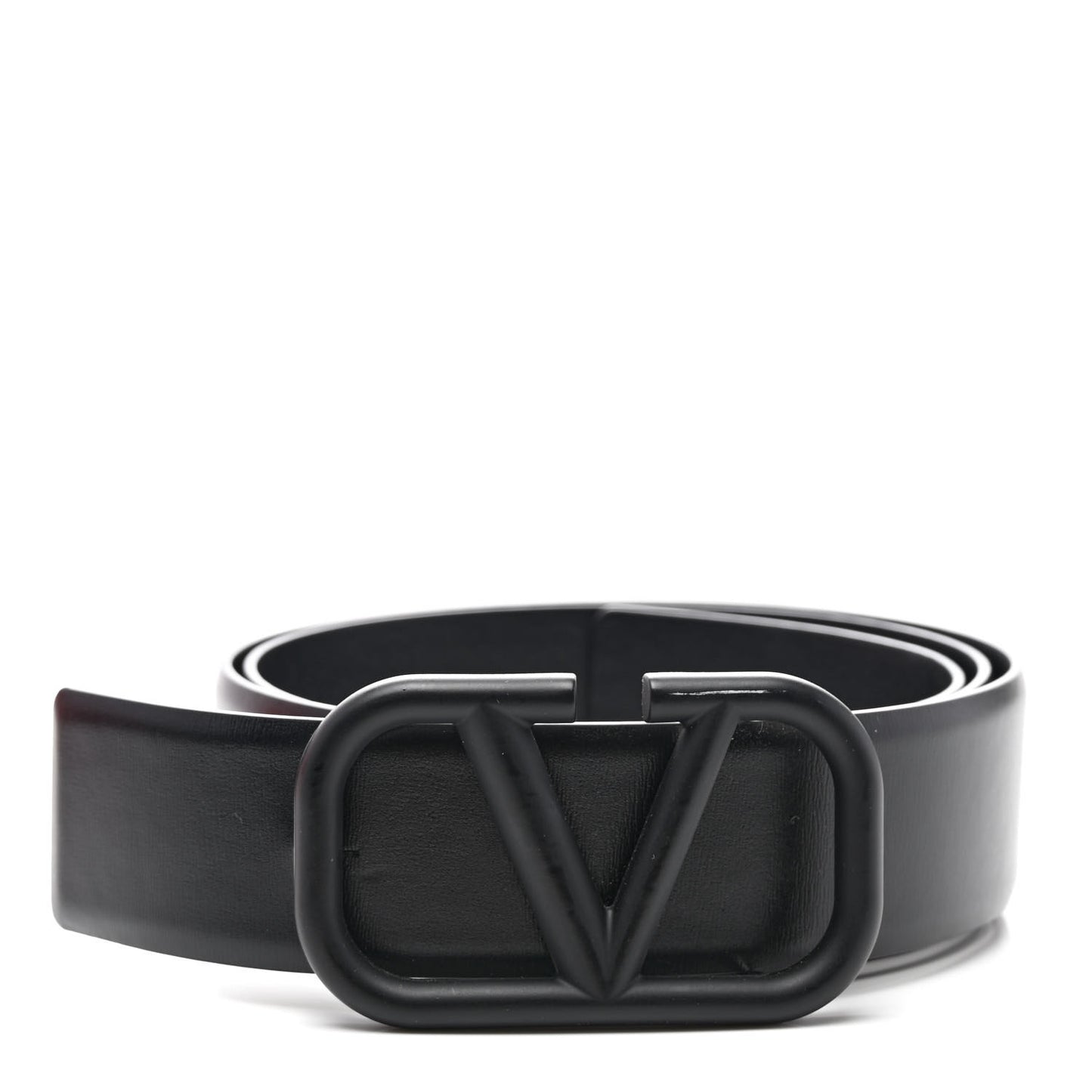 Glossy Calfskin Monochrome VLogo Belt 90 36 Black