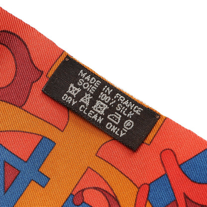 Hermes Silk Le Nombre D'Or Twilly Orange Corail Jaune Doll 3 of 5