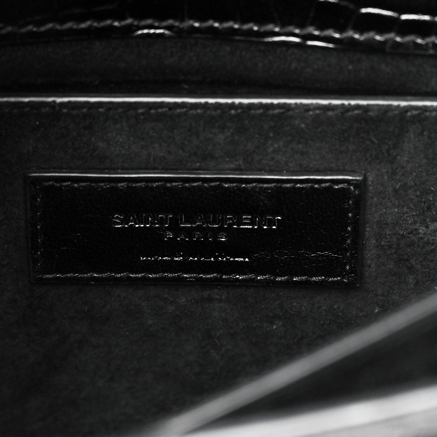 Saint Laurent Calfskin Crocodile Embossed Medium Monochrome Monogram Sunset Black 5 of 12