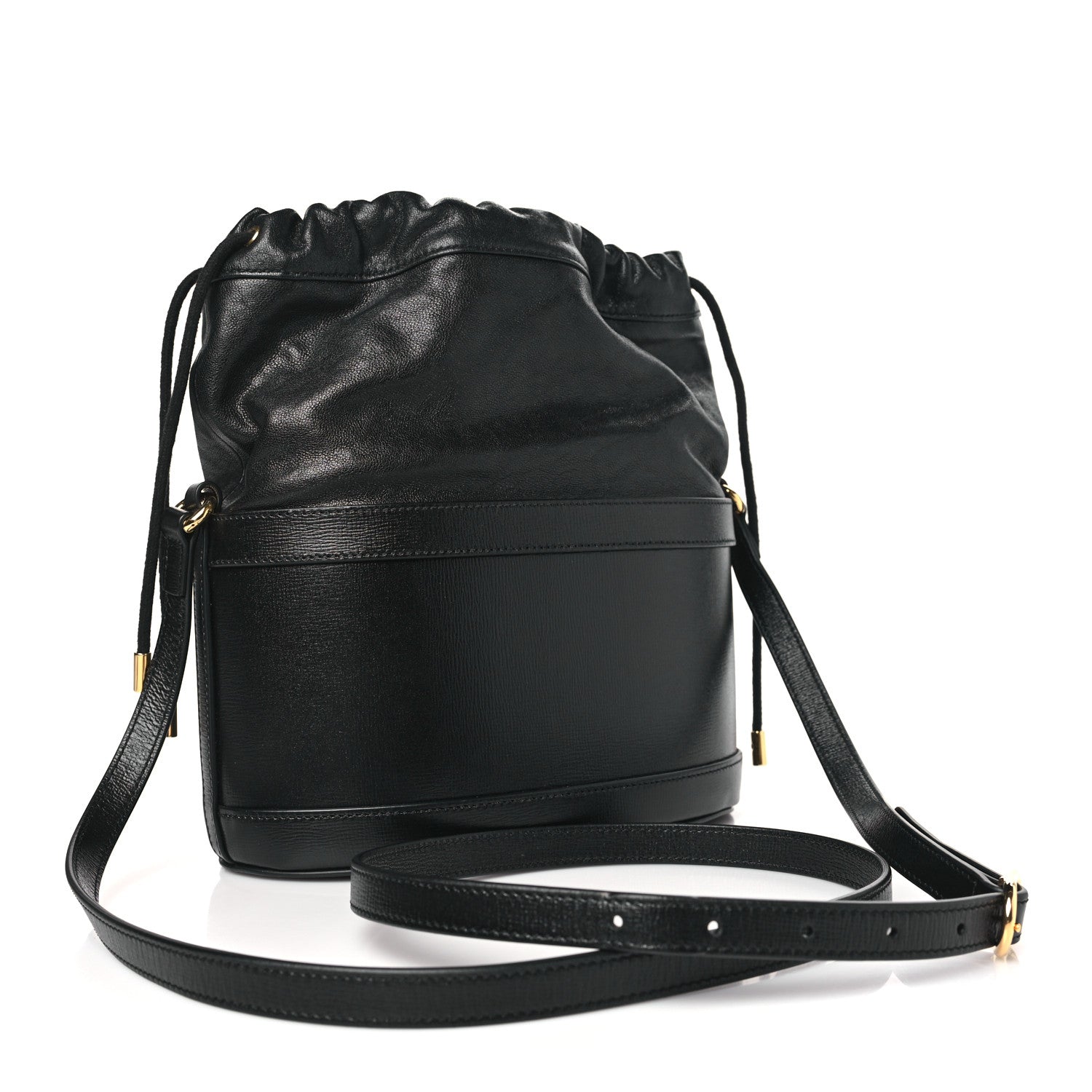 Gucci Azalea Sakai Calfskin Horsebit 1955 Drawstring Bucket Bag Black 3 of 9