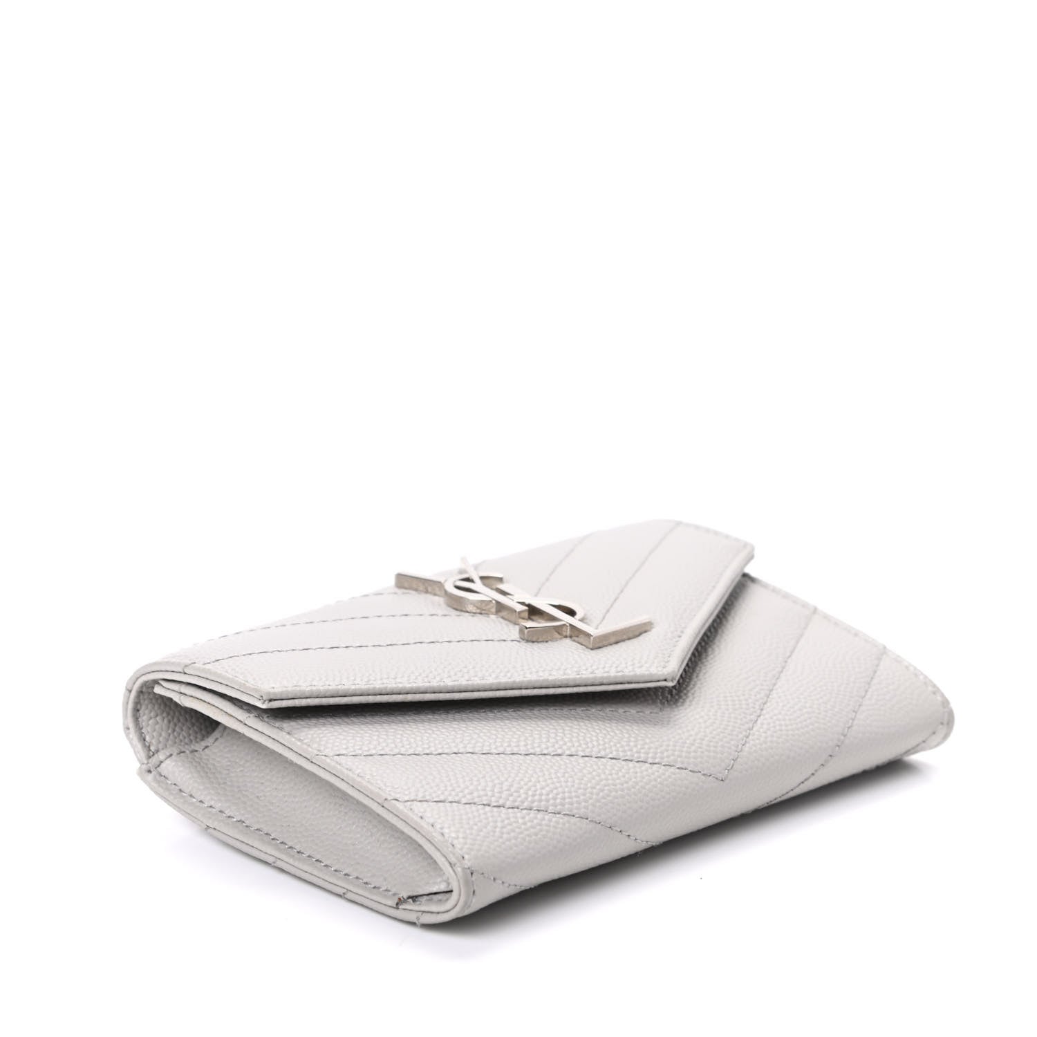 Saint Laurent Grain De Poudre Matelasse Chevron Small Monogram Envelope Wallet Souris 4 of 6