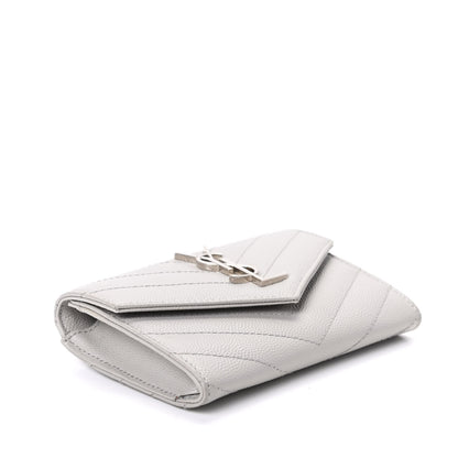 Saint Laurent Grain De Poudre Matelasse Chevron Small Monogram Envelope Wallet Souris 4 of 6