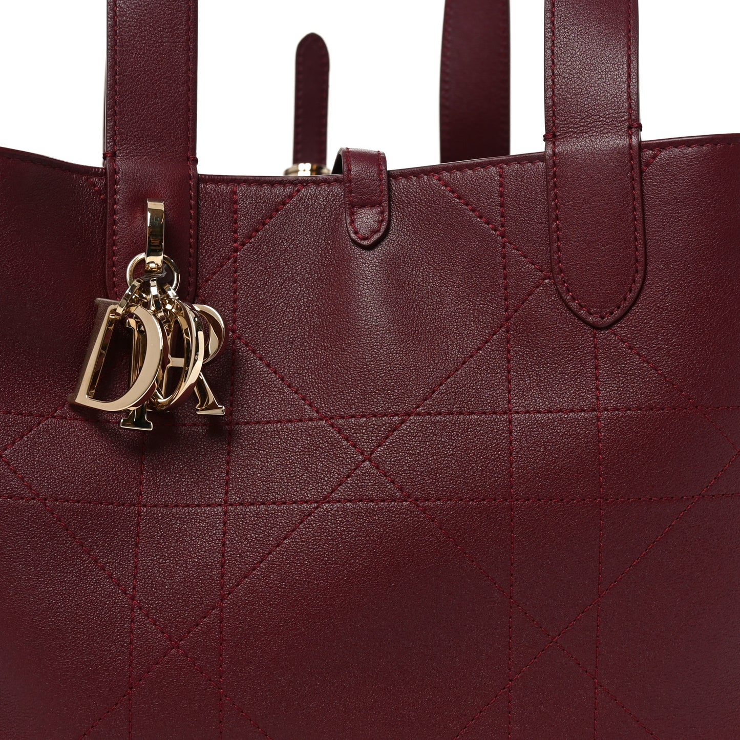 Calfskin Macrocannage Medium Toujours Vertical Tote Burgundy