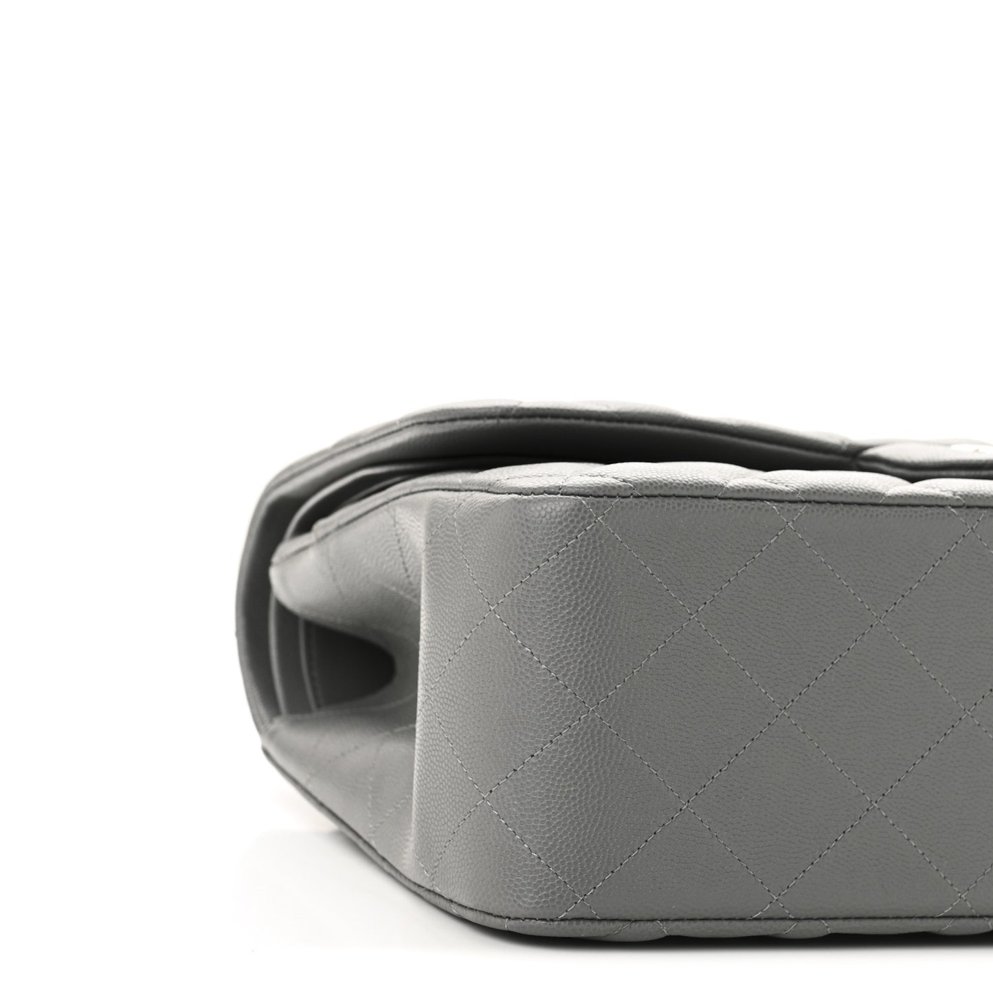 Caviar Quilted Jumbo Double Flap Grey