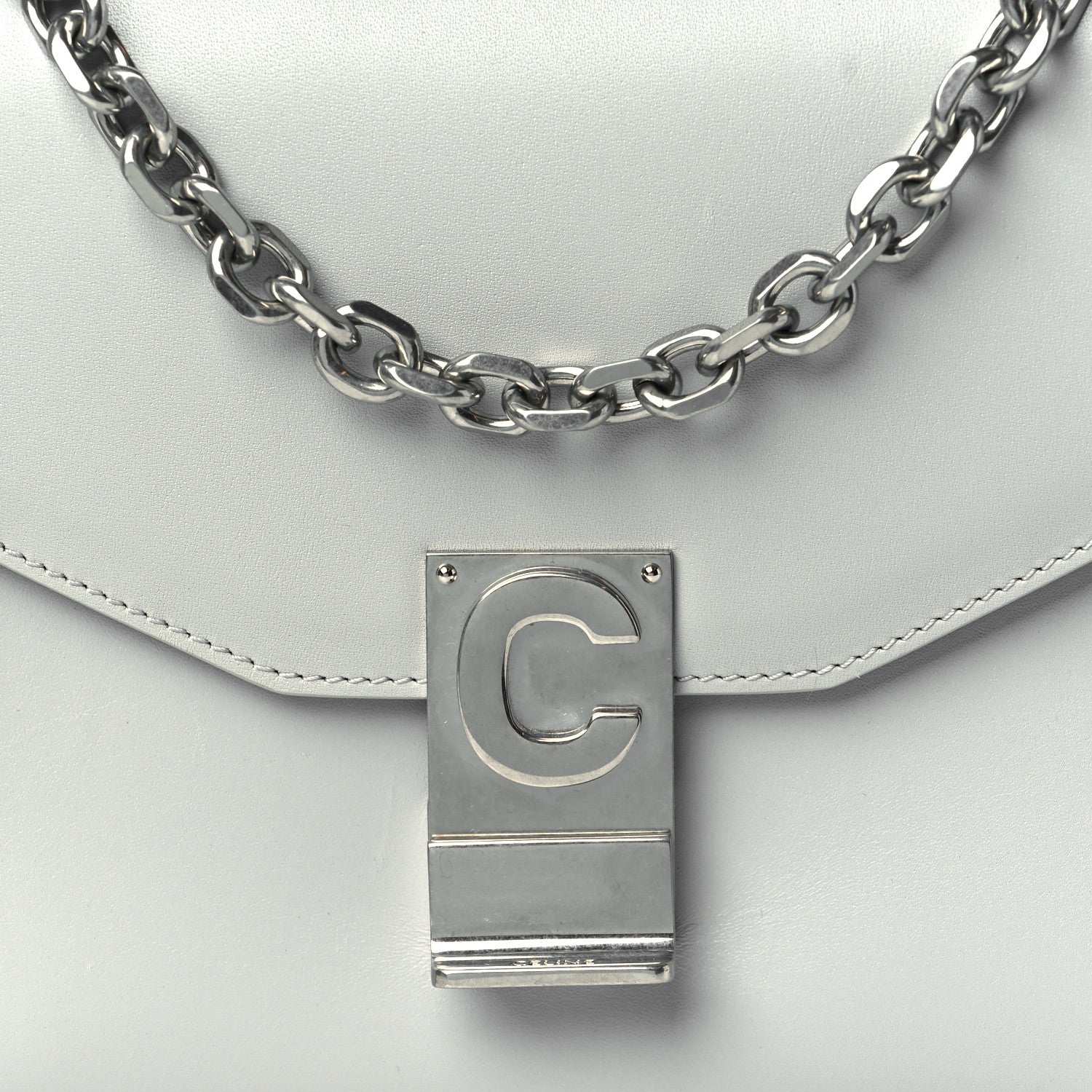 Celine Shiny Calfskin Medium C Bag Light Grey 8 of 10