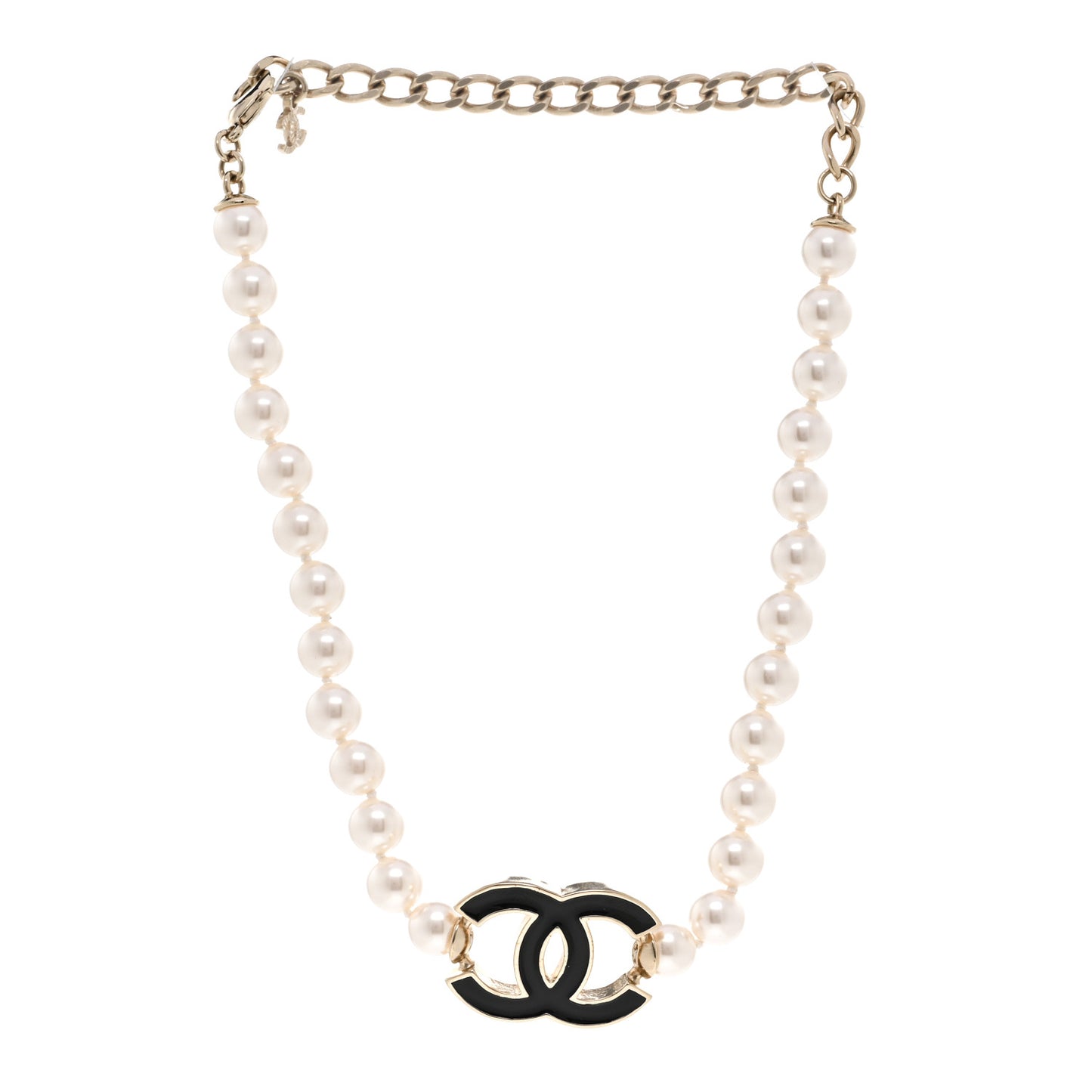 Pearl Resin CC Choker Necklace Gold White Black