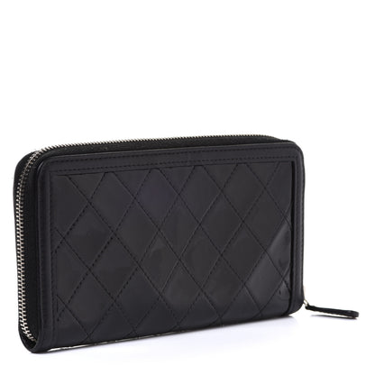 Chanel Patent Lambskin Quilted Zip Around Wallet Black 3 of 9