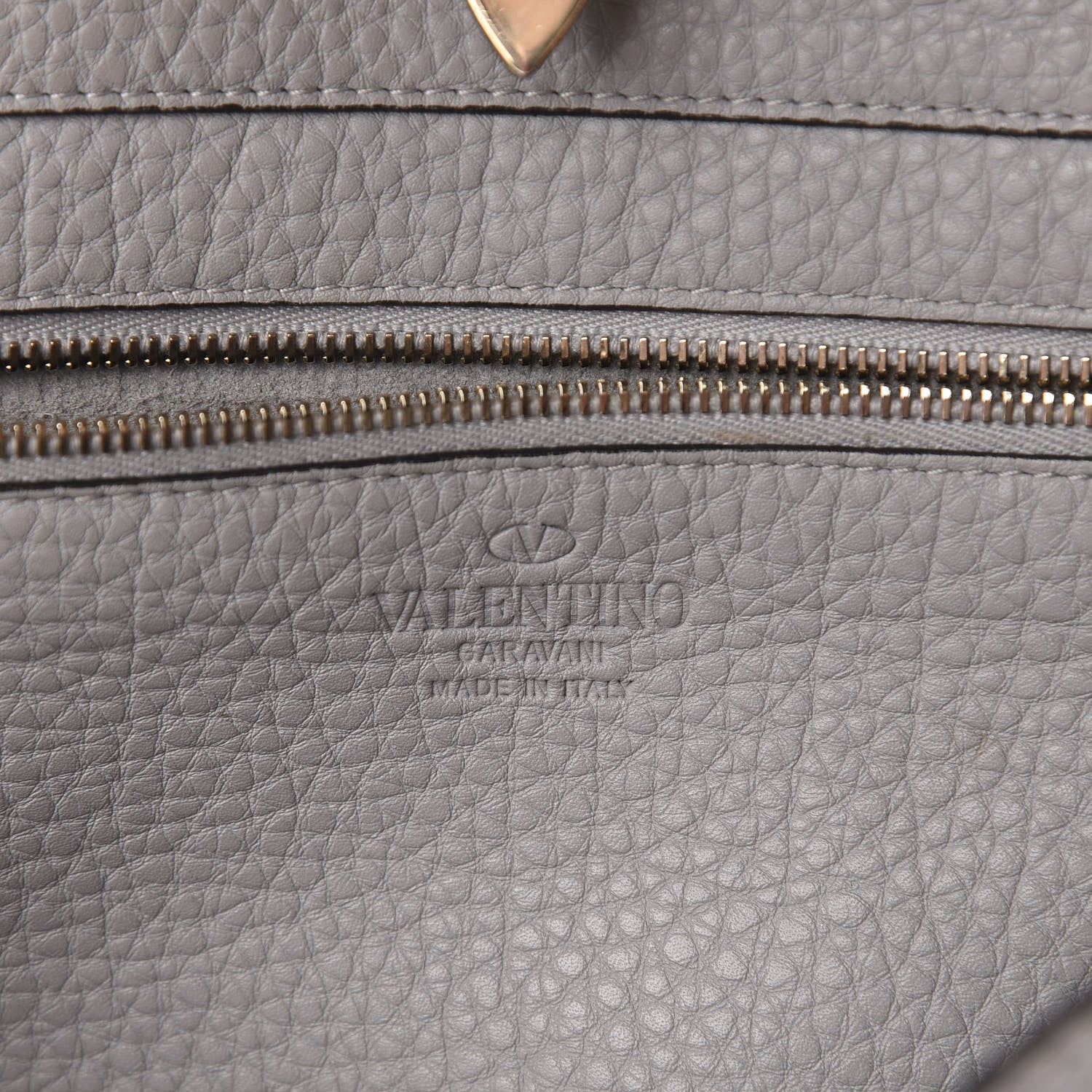 Valentino Garavani Pebbled Calfskin Medium Rockstud Tote Pastel Grey 9 of 11