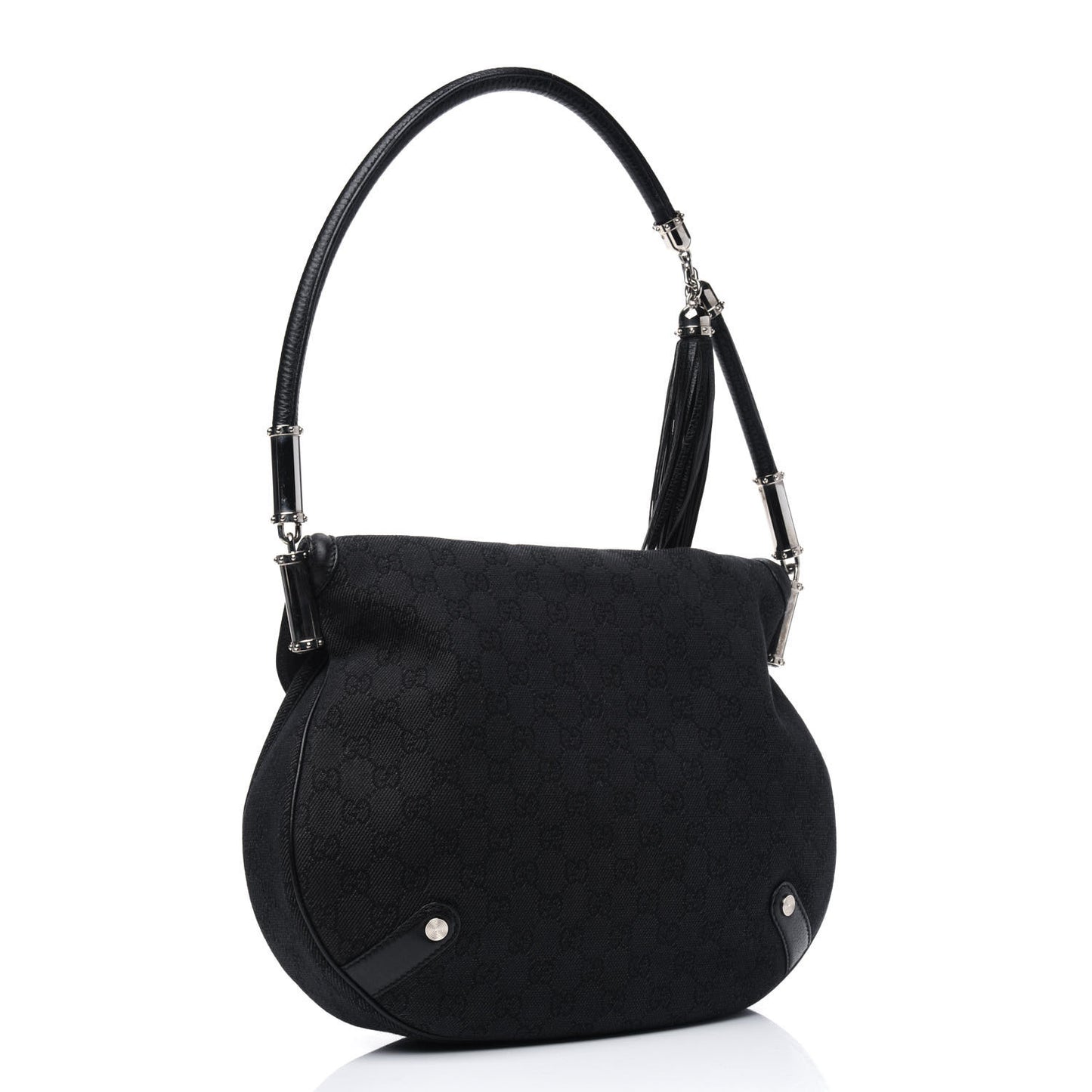Denim Monogram Britt Tassel Shoulder Bag Black