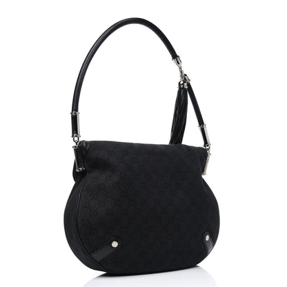 Gucci Denim Monogram Britt Tassel Shoulder Bag Black 3 of 17