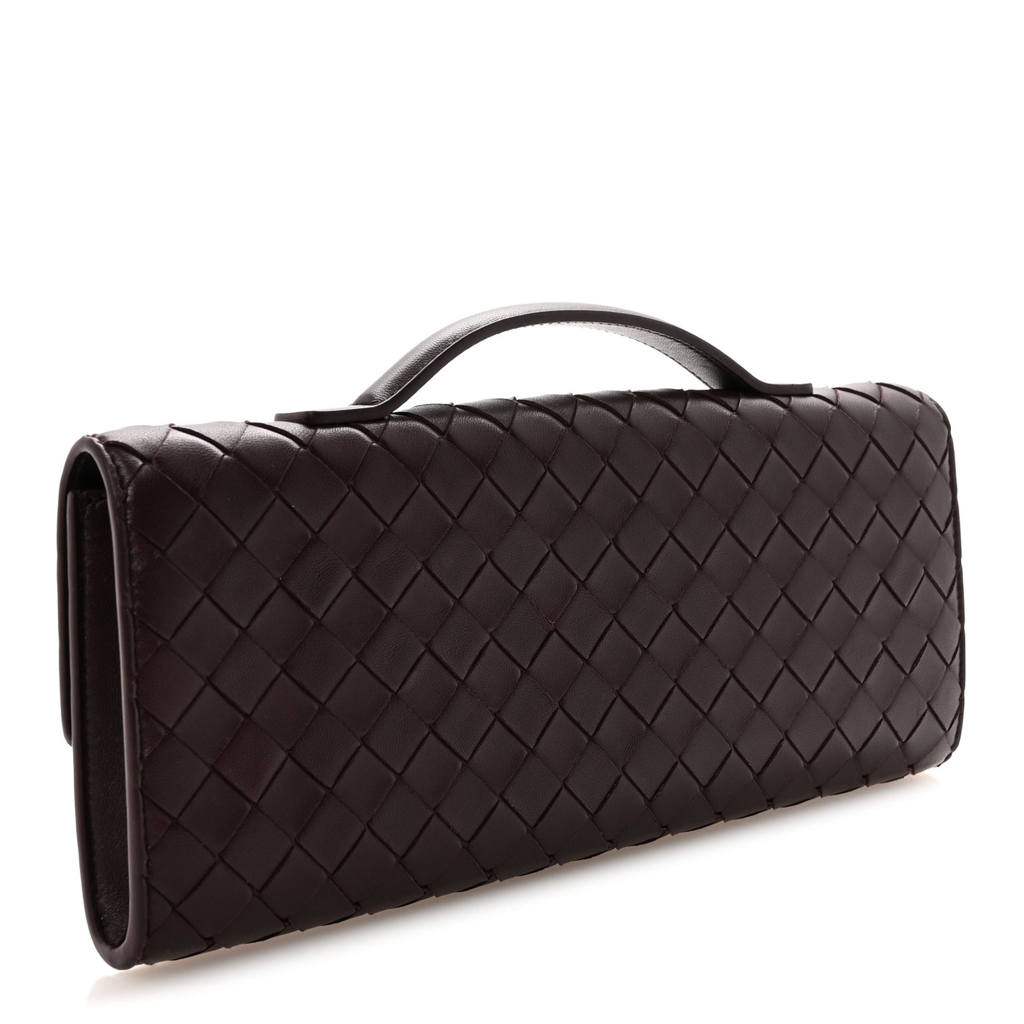 Nappa Intrecciato Long Andiamo Top Handle Clutch Dark Barolo
