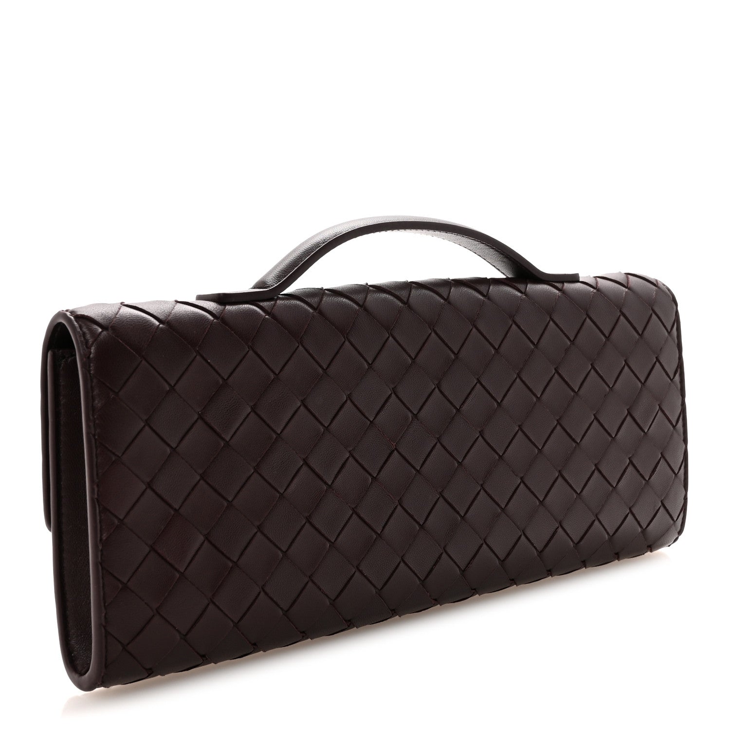 Bottega Veneta Nappa Intrecciato Long Andiamo Top Handle Clutch Dark Barolo 3 of 6