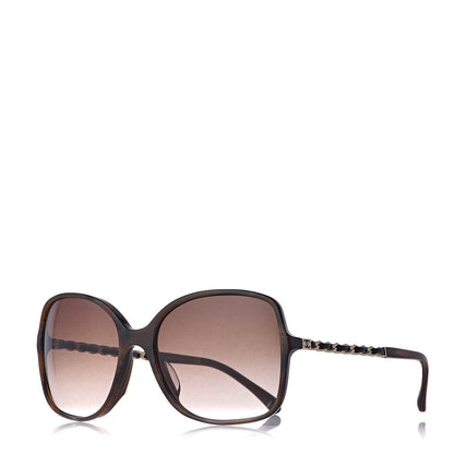 Chanel Acetate Metal Lambskin Chain Square Sunglasses 5210-Q Brown 1 of 8
