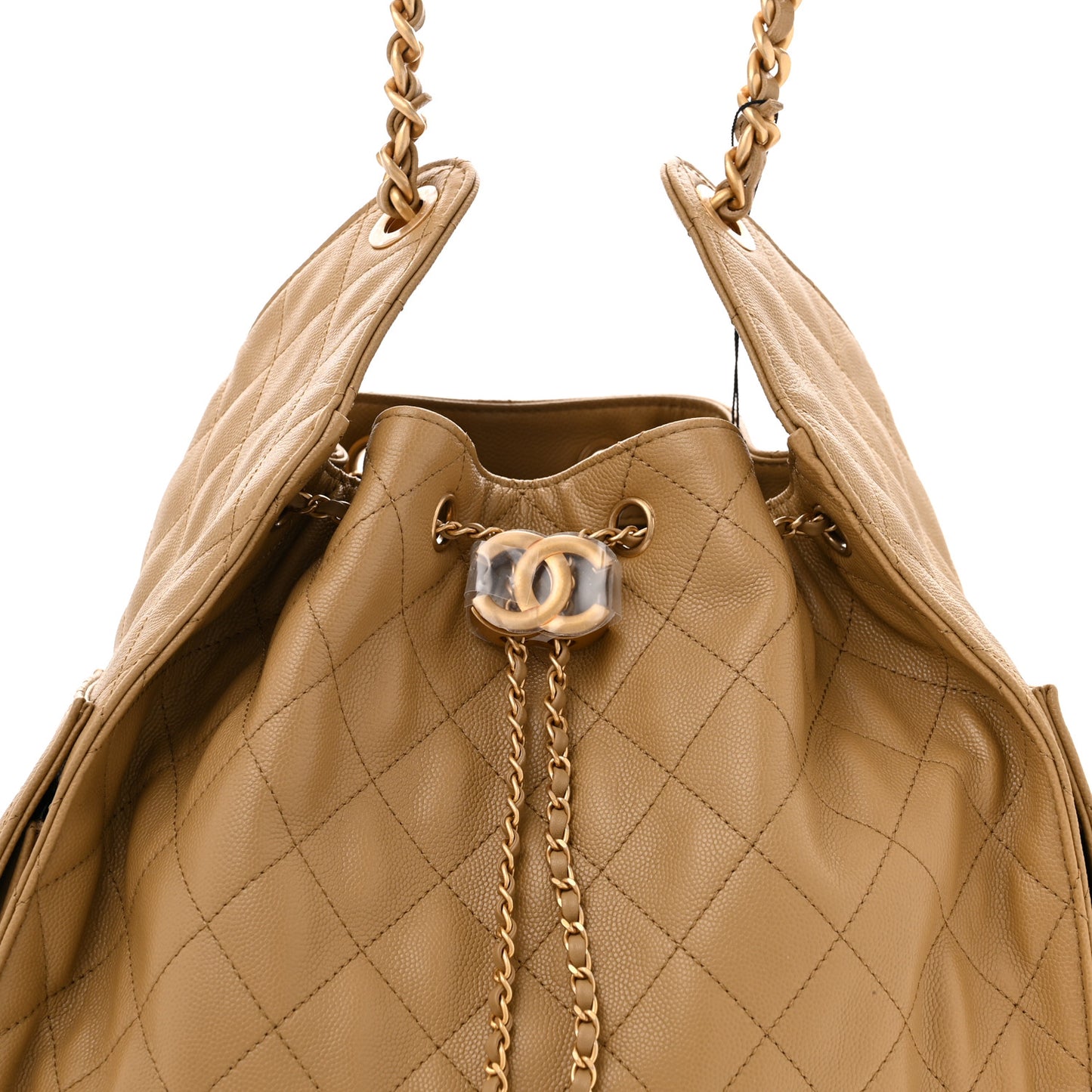 Caviar Quilted Medium Chanel 25 Handbag Dark Beige
