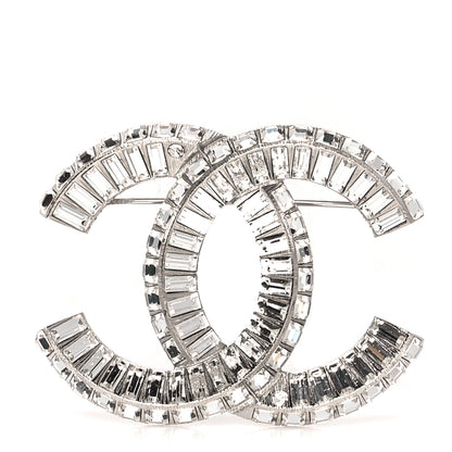 Chanel Baguette Crystal CC Brooch Silver 1 of 4