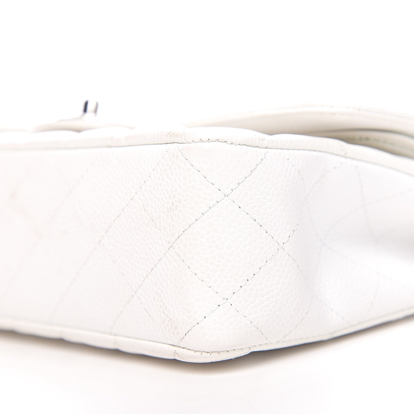 Caviar Quilted Medium Double Flap White