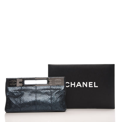 Chanel Metallic Python Clutch Dark Blue 9 of 9