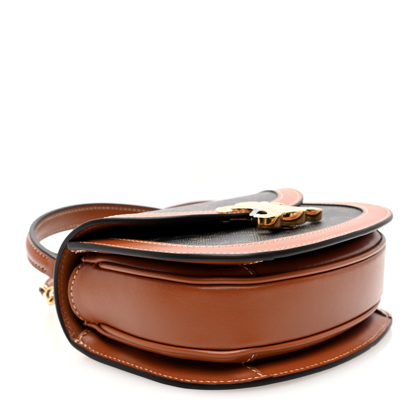 Canvas Calfskin Triomphe Mini Besace Clea Tan