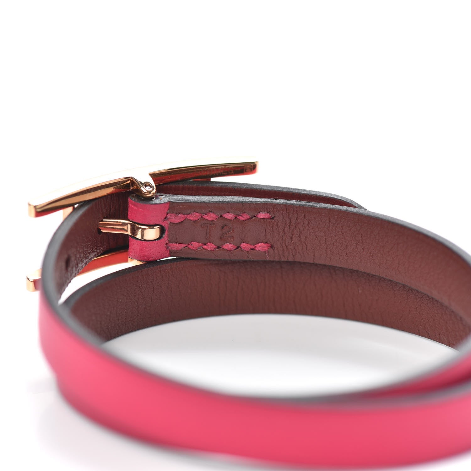 Hermes Swift Behapi Double Tour Reversible Bracelet T2 Rose Mexico Rouge H 4 of 4