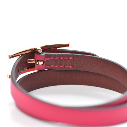 Hermes Swift Behapi Double Tour Reversible Bracelet T2 Rose Mexico Rouge H 4 of 4