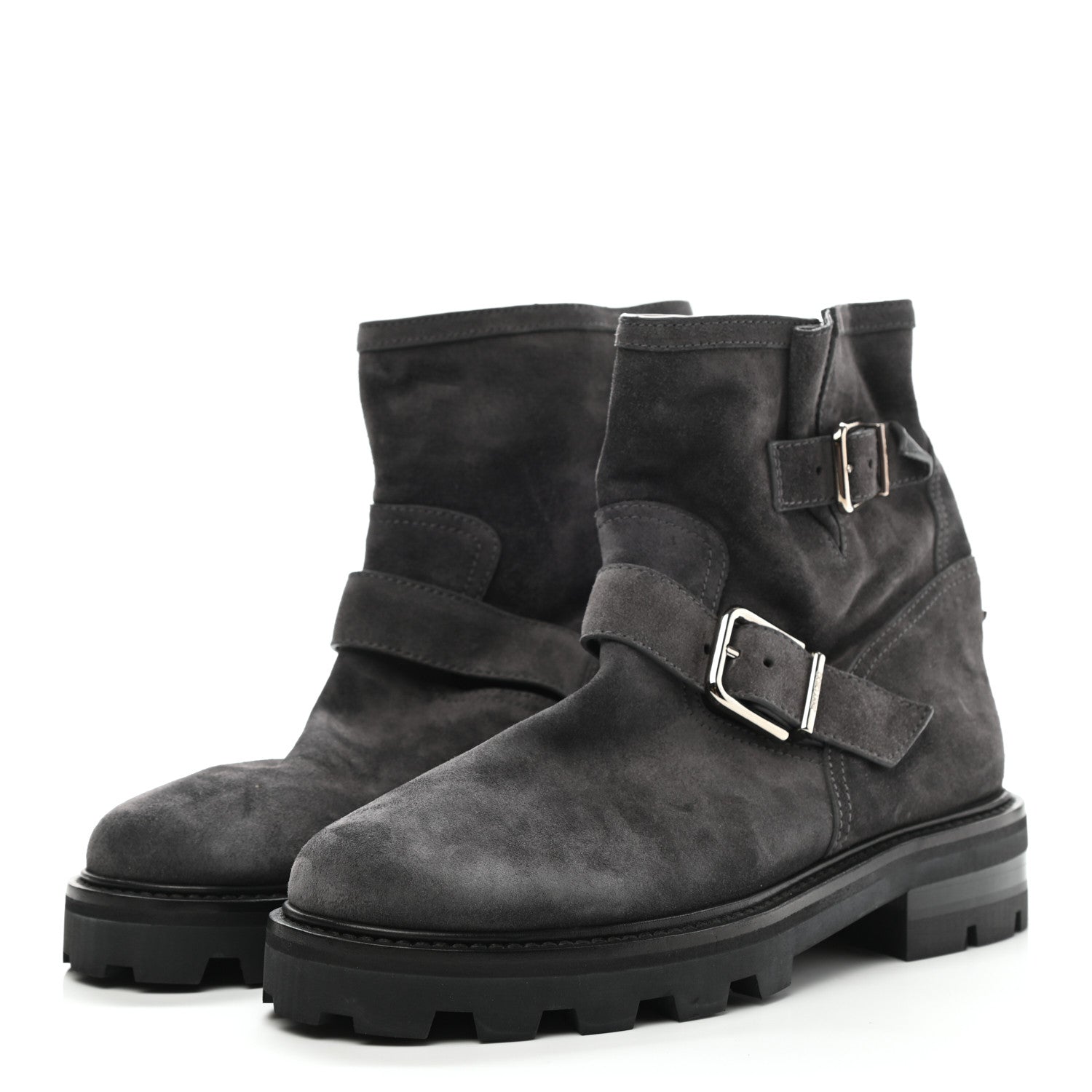 Jimmy Choo Suede Youth Biker Boots 38 Grey 3 of 7