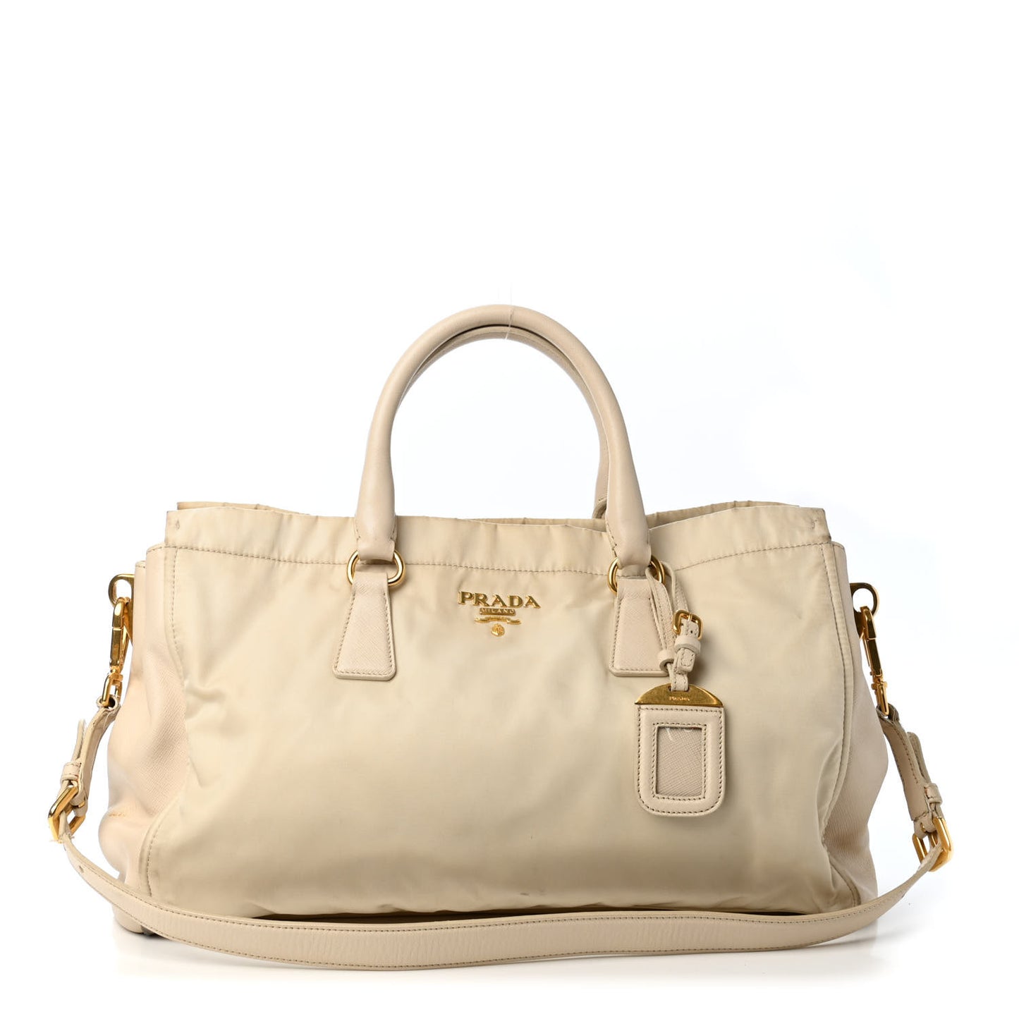 Tessuto Nylon Saffiano Satchel Talco
